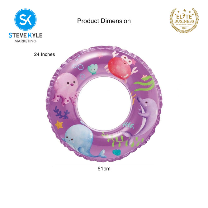 Steve Kyle 24 Inches Inflatable Swim Ring Sea Creatures Mermaid Print For Outdoor Fun