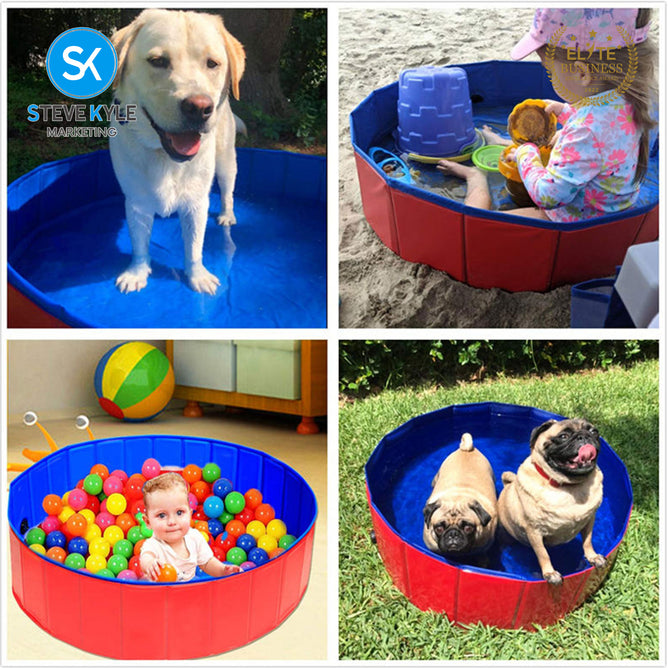 Steve Kyle Foldable Paddling Pool PVC Bathtub Folding Basin For Pet Kids Swimming Outdoor Fun