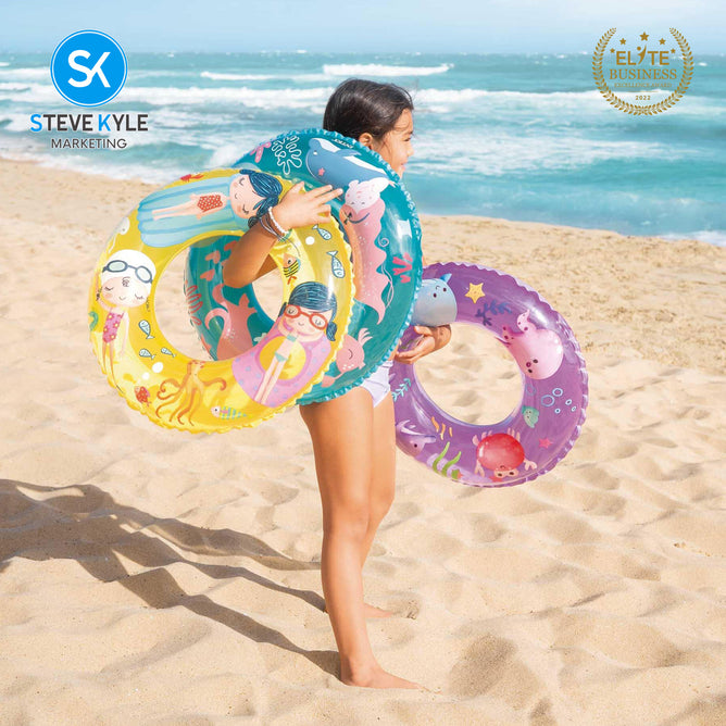 Steve Kyle 24 Inches Inflatable Swim Ring Sea Creatures Mermaid Print For Outdoor Fun