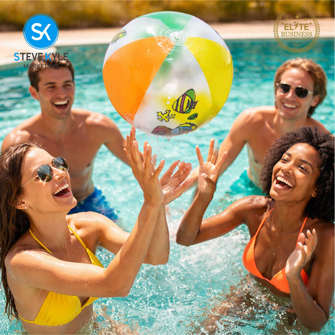 Steve Kyle Colorful Sea Animals Print Inflatable Beach Ball For Water Games Outdoor Play