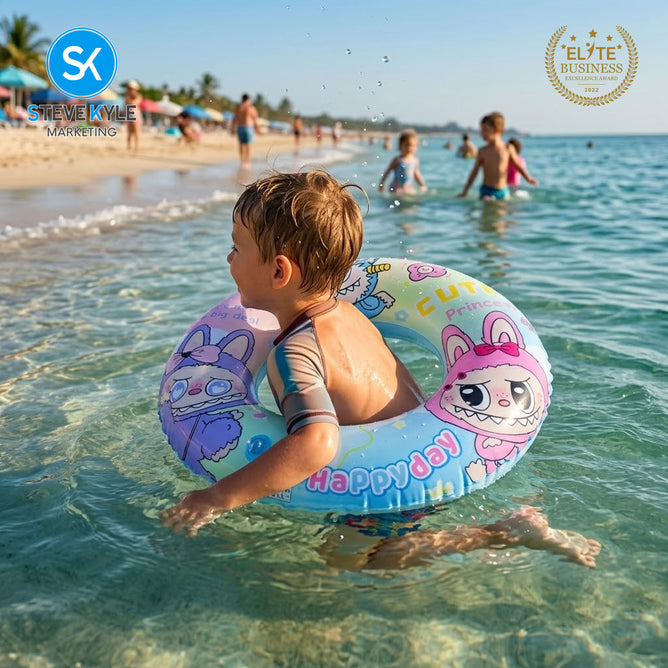 Steve Kyle Inflatable Swim Ring Vibrant Cartoon Character Printed For Outdoor Water Fun