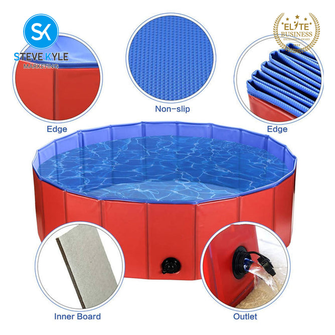Steve Kyle Foldable Paddling Pool PVC Bathtub Folding Basin For Pet Kids Swimming Outdoor Fun