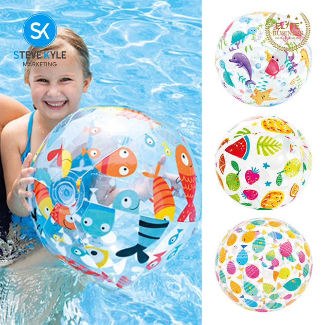 Steve Kyle INTEX Lively Print Transparent Beach Ball 51CM For Kids and Adults