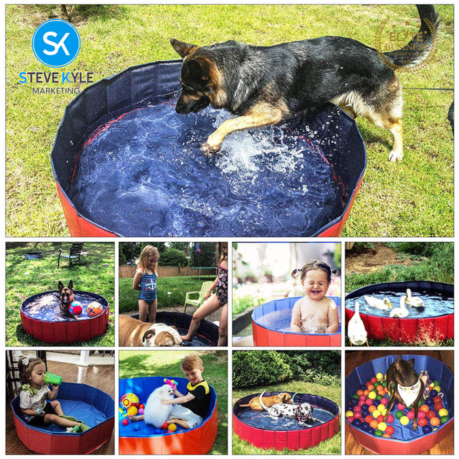 Steve Kyle Foldable Paddling Pool PVC Bathtub Folding Basin For Pet Kids Swimming Outdoor Fun