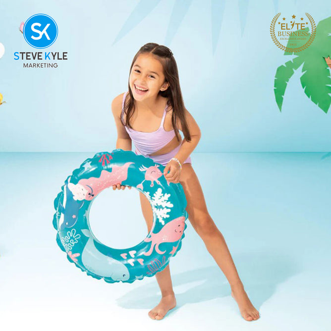 Steve Kyle 24 Inches Inflatable Swim Ring Sea Creatures Mermaid Print For Outdoor Fun