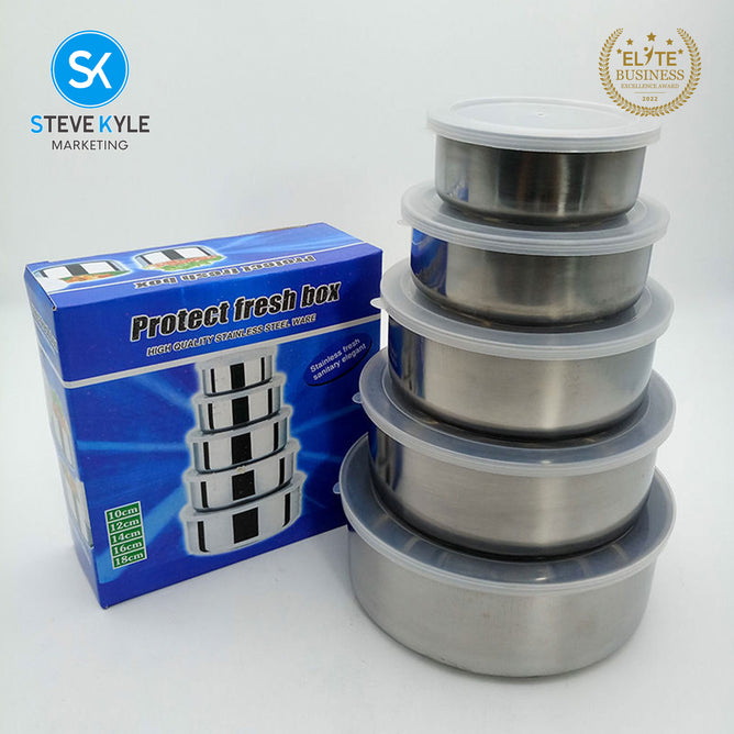 Steve Kyle Five Pieces Modern Food Warmer Set With Inner Lid Heatable Kitchen Storage Bowls