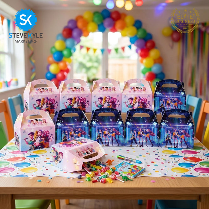 Steve Kyle Twelve Pieces Cartoon Design Candy Cookies Cake Paper Gift Box With Handle For Kids Birthday Party Supplies
