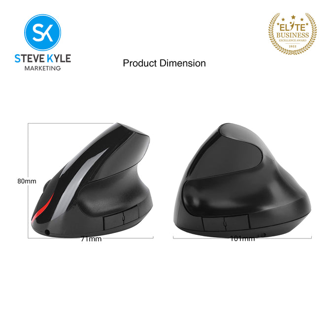 Steve Kyle Wireless Vertical Mouse Ergonomic Wristband Optical Mouse USB Rechargeable For Laptop