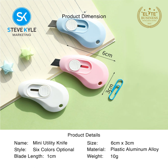 Steve Kyle Portable Creative Mini Utility Knife Retractable Alloy Cutter Mini Sharp Blade Stationery For School Office
