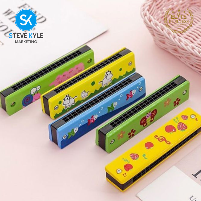 Steve Kyle Wooden Harmonica 16 Holes Double-Row Blow Woodwind Mouth Toys For Children Musical Instruments