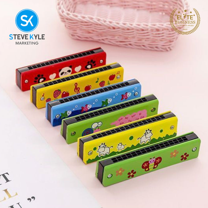 Steve Kyle Wooden Harmonica 16 Holes Double-Row Blow Woodwind Mouth Toys For Children Musical Instruments