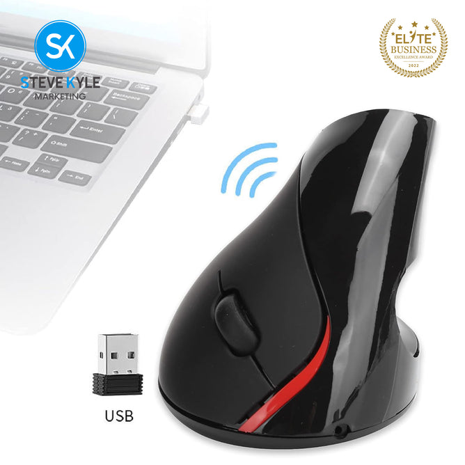 Steve Kyle Wireless Vertical Mouse Ergonomic Wristband Optical Mouse USB Rechargeable For Laptop