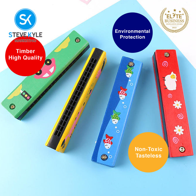 Steve Kyle Wooden Harmonica 16 Holes Double-Row Blow Woodwind Mouth Toys For Children Musical Instruments