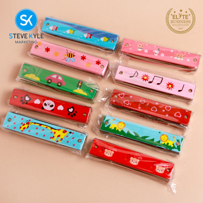 Steve Kyle Wooden Harmonica 16 Holes Double-Row Blow Woodwind Mouth Toys For Children Musical Instruments