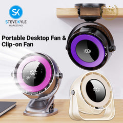Portable Desk Fan & Clip-On Fan Speed Up to 100 Gear