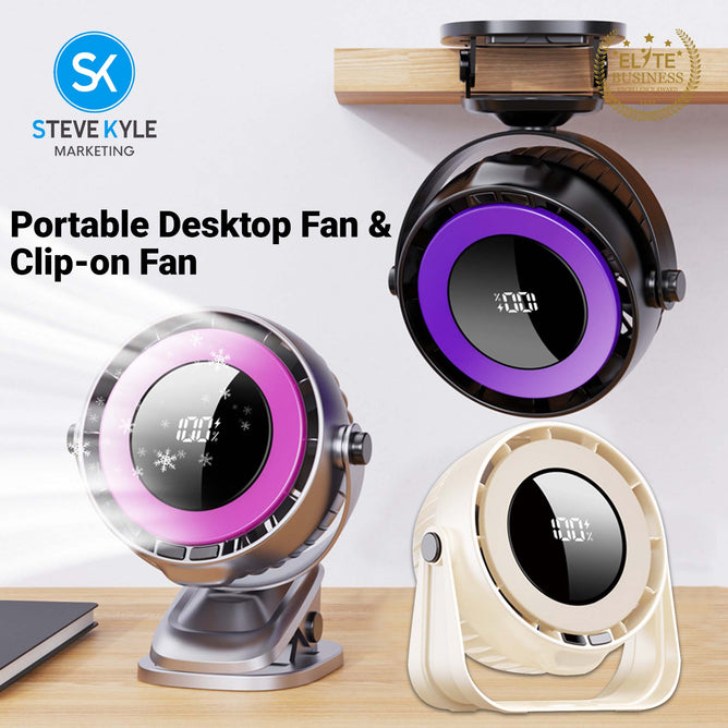 Portable Desk Fan & Clip-On Fan Speed Up to 100 Gear
