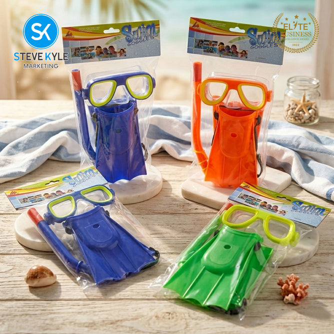 Steve Kyle Children's Snorkeling Mask Set With Diving Mask Fins Scuba Swimming Goggles