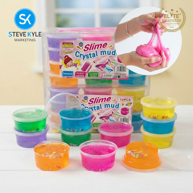 Steve Kyle 12-in-1 DIY Crystal Jelly Slime Soft Stretchy Sensory Play Kit With Mini Alphabet Letters Stars Design