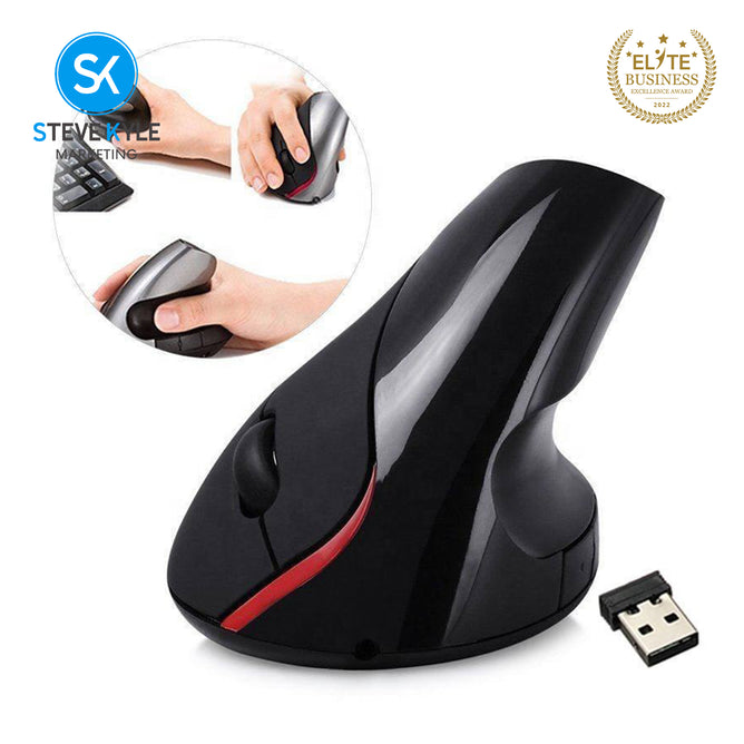 Steve Kyle Wireless Vertical Mouse Ergonomic Wristband Optical Mouse USB Rechargeable For Laptop