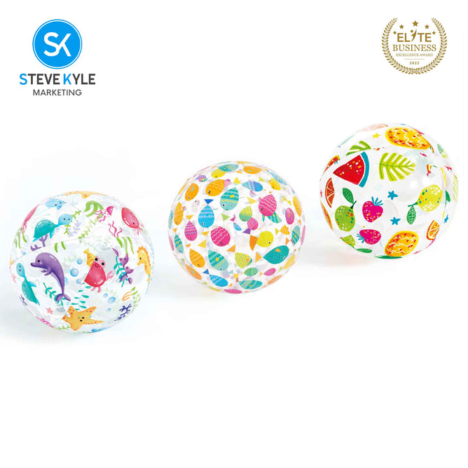 Steve Kyle INTEX Lively Print Transparent Beach Ball 51CM For Kids and Adults