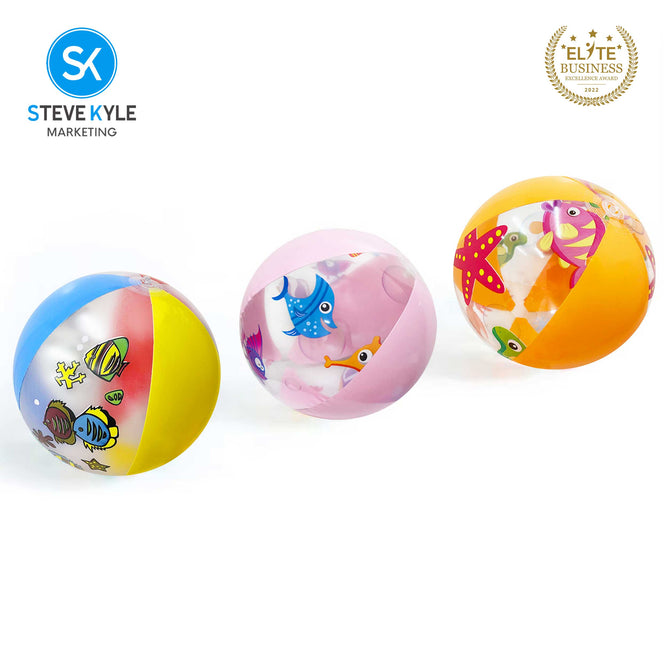 Steve Kyle Colorful Sea Animals Print Inflatable Beach Ball For Water Games Outdoor Play