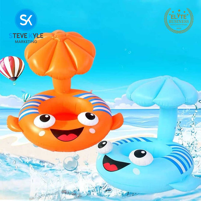 Inflatable Summer Mushroom Fish Shaped Safety Floater Boat for Baby & Kids