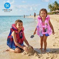 Steve Kyle Inflatable Swim Vest Life Jacket Cartoon Character Prints For Outdoor Water Fun
