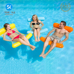 Steve Kyle 4-in-1 Inflatable Vinyl Water Hammock Floating Bed Lounge Chair For Swimming Pool Beach
