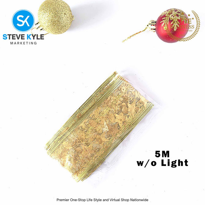 5M/Christmas Ribbon Fairy Lights Decor Christmas Lace Ribbon Bows With LED For Christmas Tree