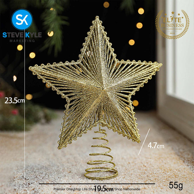 Christmas Tree Top Decoration Glittering Star Hanging Pendant Topper Xmas Tree Decor Ornament