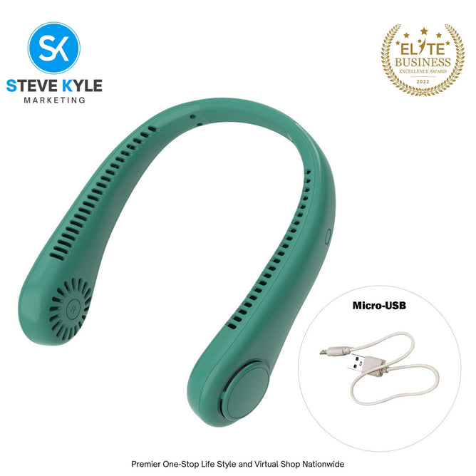 Rechargeable Portable Bladeless Neck Hanging Fan Built in 4000 mAh Battery Air Cooling Fan