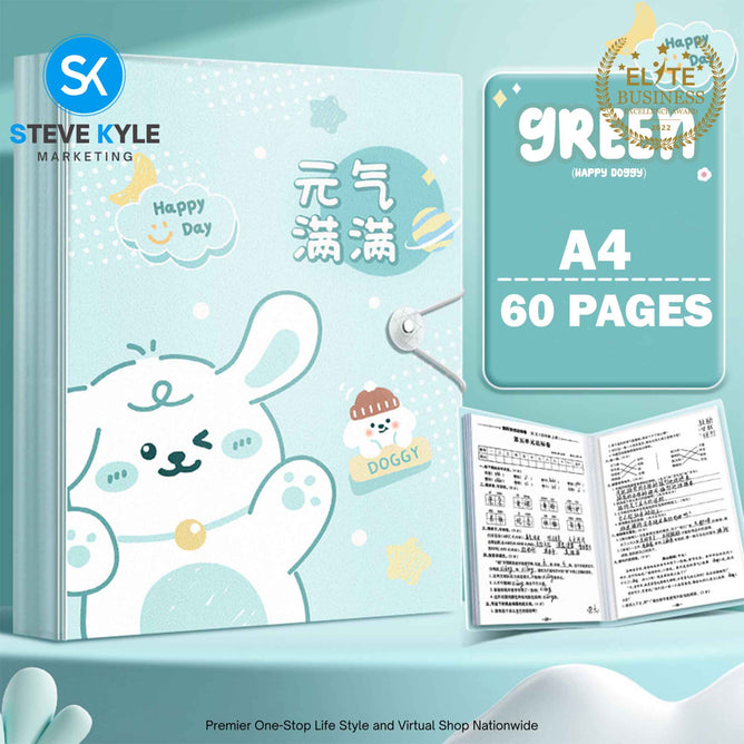A4 Cute Kawaii Design 60Pages Info File Folder Multi-Layer Large Capacity School Supplies