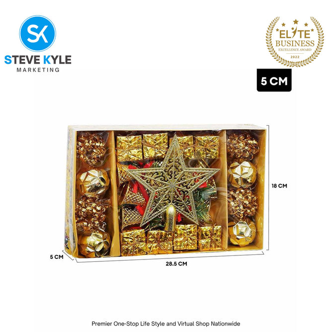 Set Mixed Christmas Balls Xmas Tree Ornaments Glitter Balls With Topper Star For Home Decor