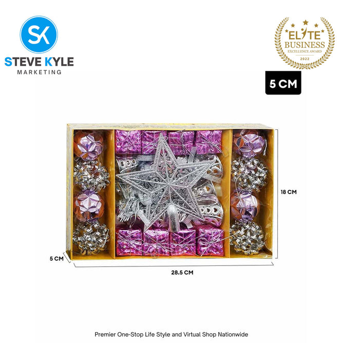 Set Mixed Christmas Balls Xmas Tree Ornaments Glitter Balls With Topper Star For Home Decor