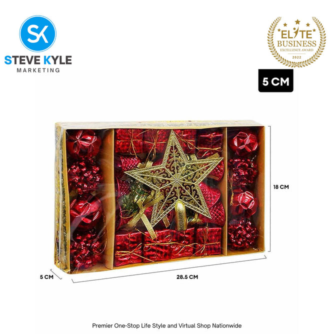 Set Mixed Christmas Balls Xmas Tree Ornaments Glitter Balls With Topper Star For Home Decor