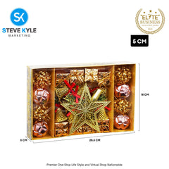 Set Mixed Christmas Balls Xmas Tree Ornaments Glitter Balls With Topper Star For Home Decor