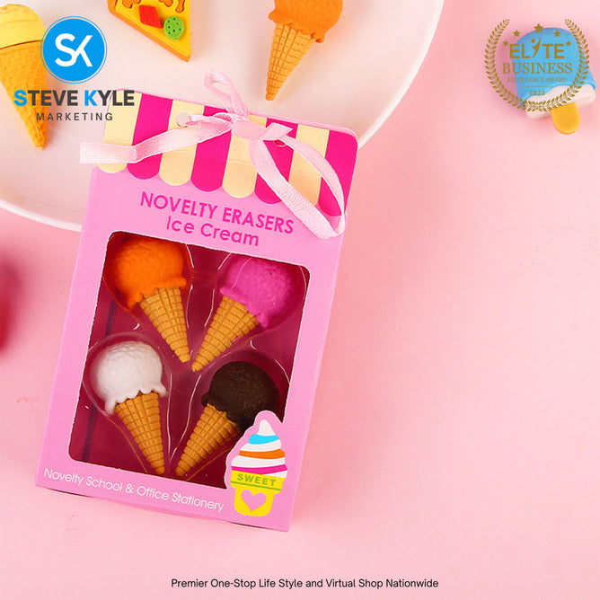 4PCS Novelty Erasers Colorful Cute Erasers For Kids Stationery School Supplies