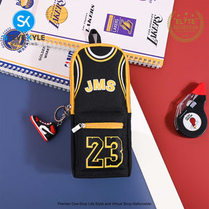 Basketball Pencil Case Ball Shirt Study Pouch Holder Bag with 2 Compartments Portable Vertical Color
