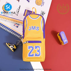 Basketball Pencil Case Ball Shirt Study Pouch Holder Bag with 2 Compartments Portable Vertical Color