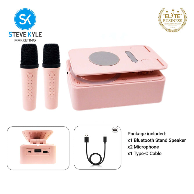 3-in-1 Portable Wireless Bluetooth Speaker with Wireless Mini Microphone