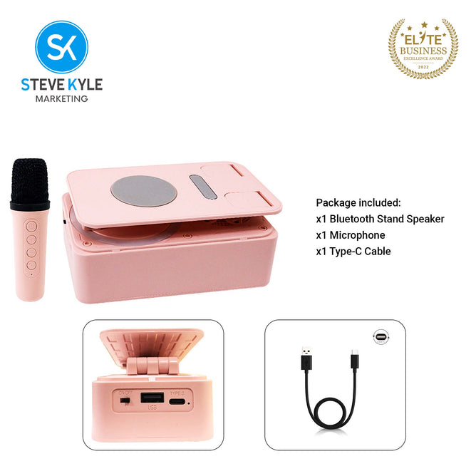 3-in-1 Portable Wireless Bluetooth Speaker with Wireless Mini Microphone