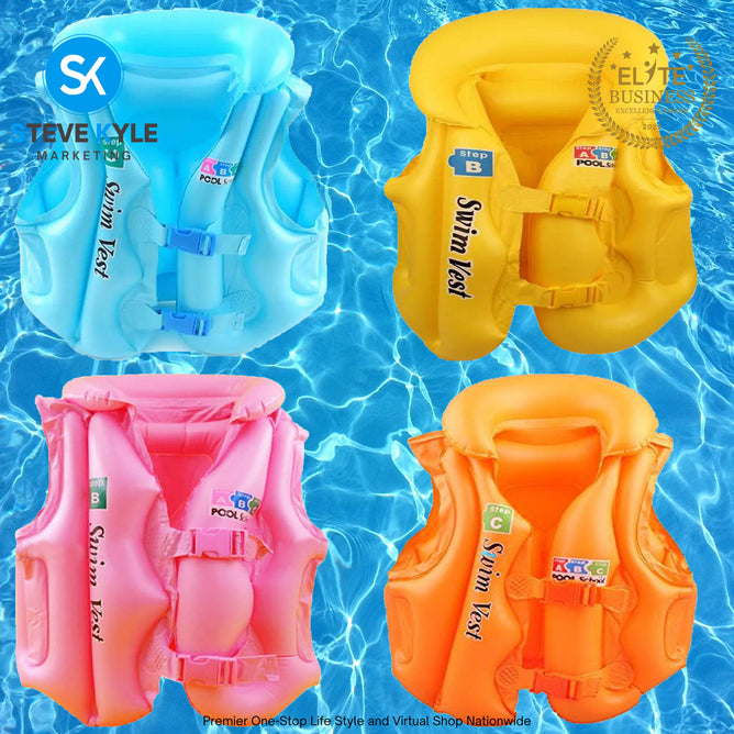 Inflatable Safety Life Jacket Vest Pool School Children Learn Swimming Floater