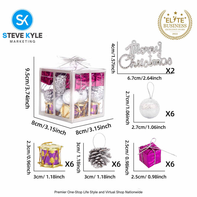 26pcs Christmas Decor Set for Christmas Tree Hangings Ornaments 2025 Holiday Party Decorations