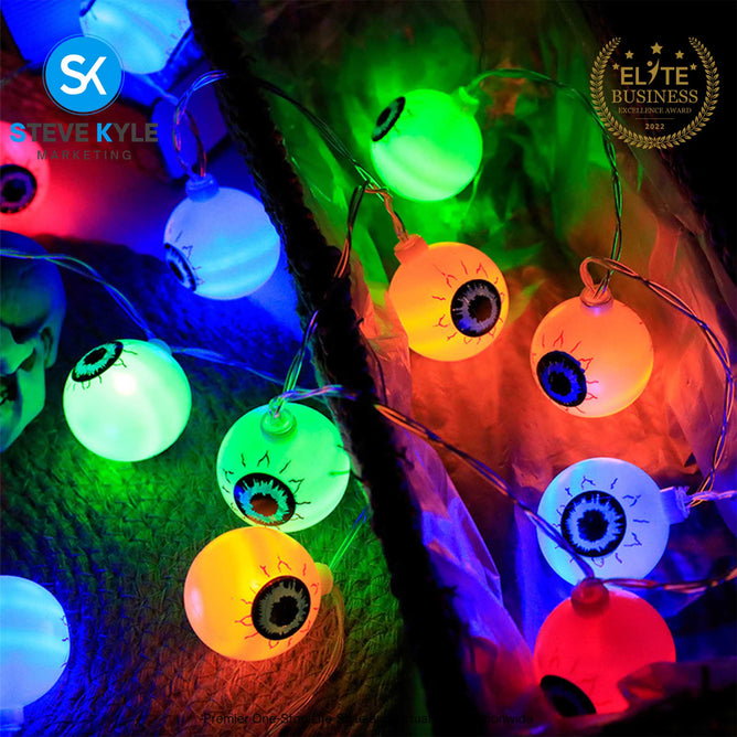 LED Lantern Ghost Festival Decoration Light String Ghost Eyeball and Pumpkin Battery Operated