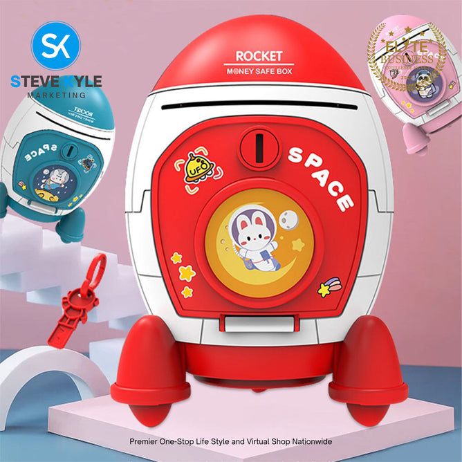 Rocket Money Box Coin With Big Space Cartoon Ornaments