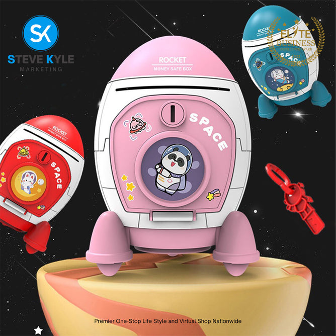 Rocket Money Box Coin With Big Space Cartoon Ornaments