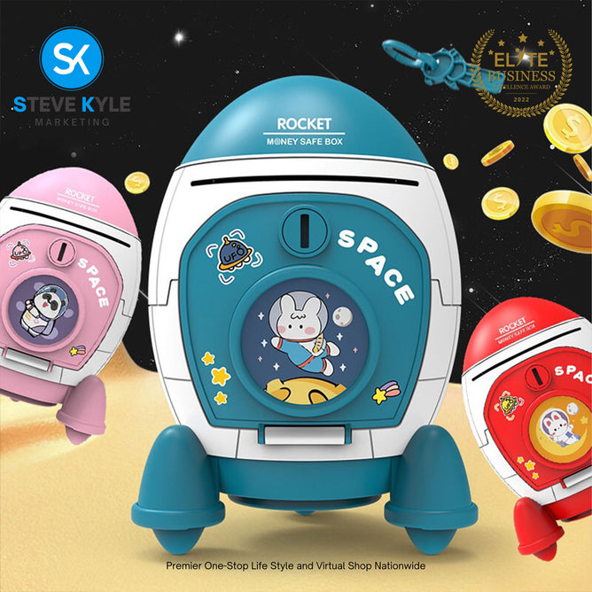 Rocket Money Box Coin With Big Space Cartoon Ornaments