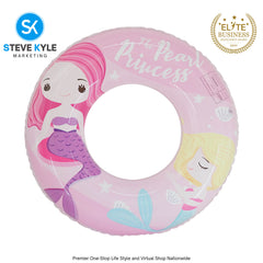 Inflatable Mermaid Baby Shark Swim Ring Floater for Kids and Young Adult Boys and Girls