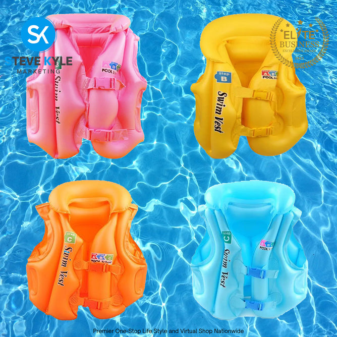 Inflatable Safety Life Jacket Vest Pool School Children Learn Swimming Floater