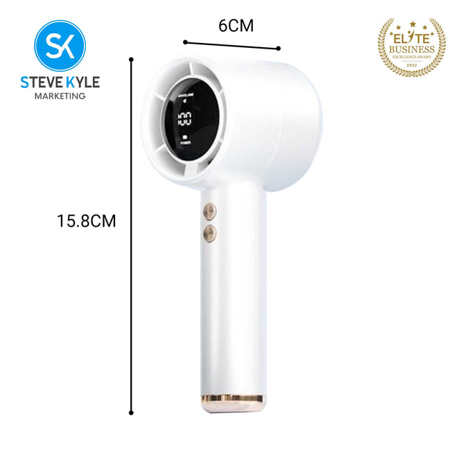 LED Digital Display Handheld Power Level Small Fan with Lace & Type-C Cable Charger